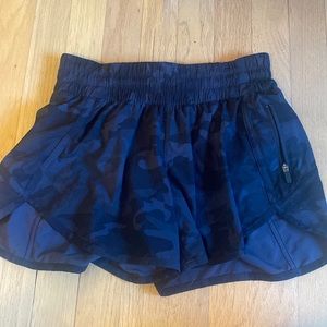 Lululemon camo track that 3 inch high rise shorts